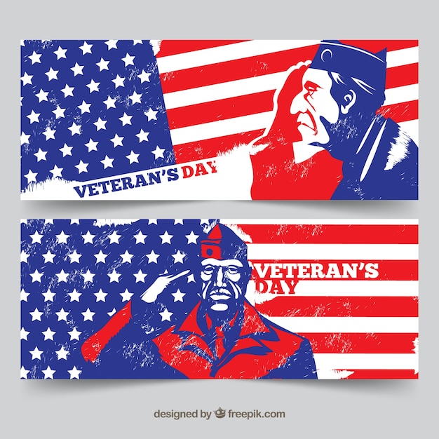 Veteranen dag banners in vintage stijl