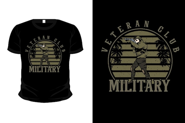 Vector veteranenclub militaire illustratie mockup t-shirtontwerp