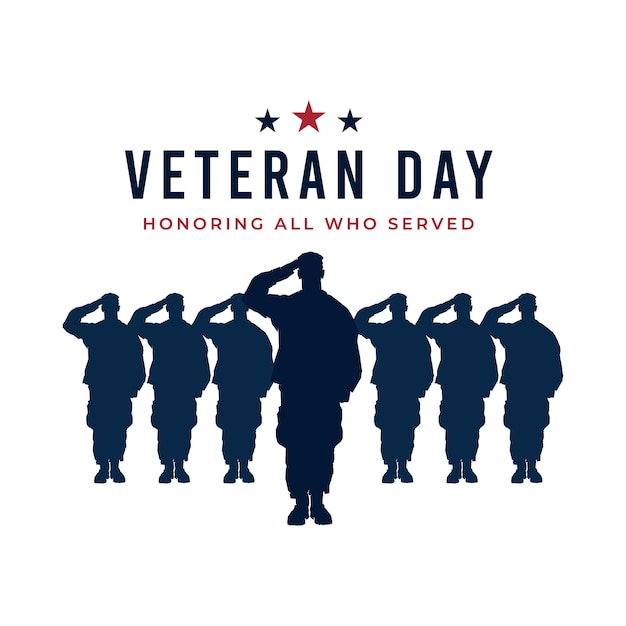 Veteranendag eer logo achtergrond Amerikaanse legersoldaten groeten silhouet groet ontwerp illustratie