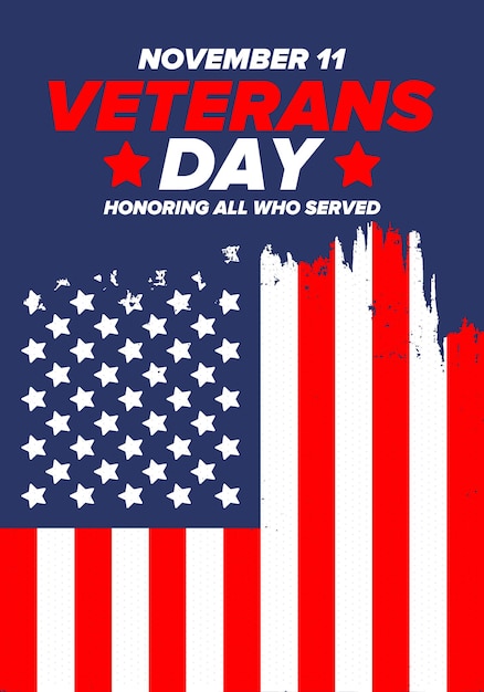 Vector veteranendag in de verenigde staten federale feestdag ter ere van iedereen die de amerikaanse militaire vector heeft gediend