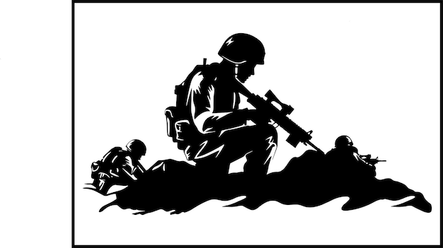 Vettore veterans army soldier silhouette clip art immagini vettoriali di silhouette di soldati