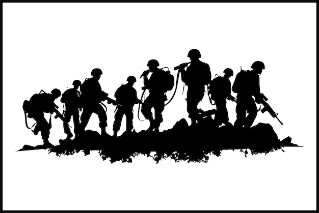 Vettore veterans army soldier silhouette clip art immagini vettoriali di silhouette di soldati