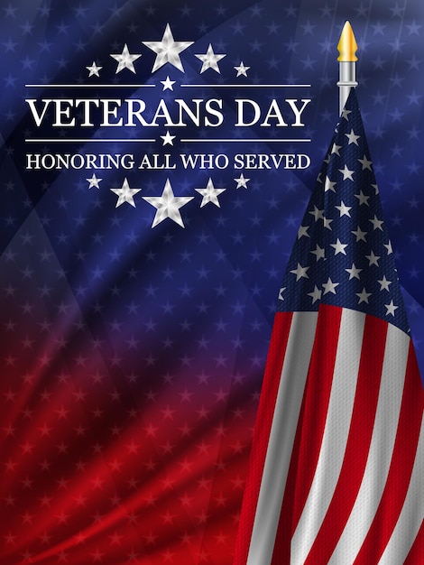 Vector veterans day background with flag of united states national holiday of the usa