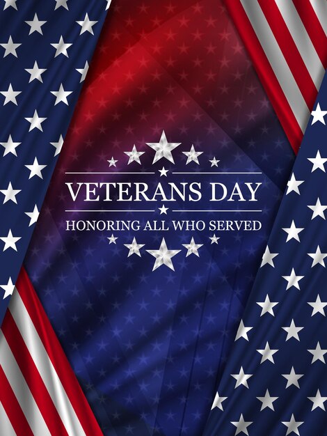 Vector veterans day background with flag of united states national holiday of the usa