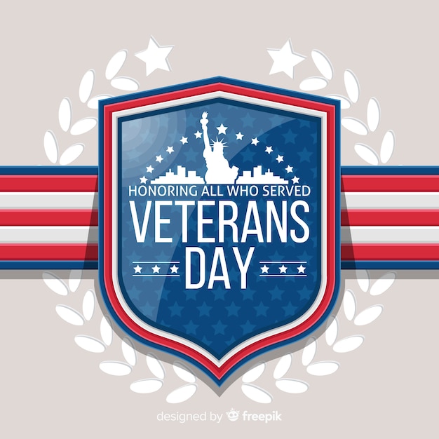 Vector veterans day background with us flag elements