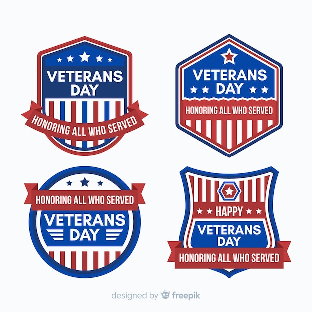 Veterans day badge collection  with us flag elements