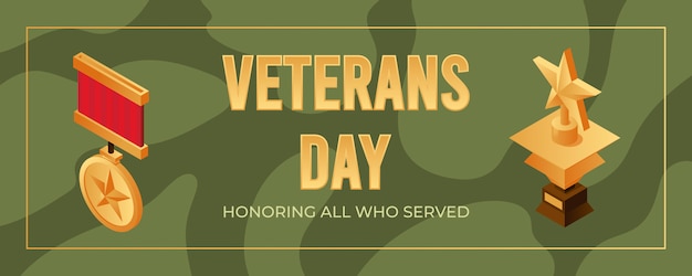 Vector veterans day banner ontwerpsjabloon. iedereen eren die concept diende.