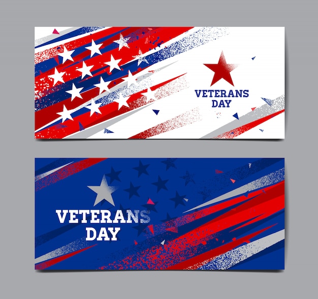 Veterans day banner set