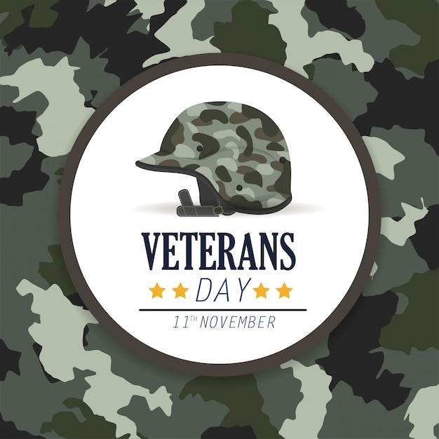 Veterans day celebration and military helmet