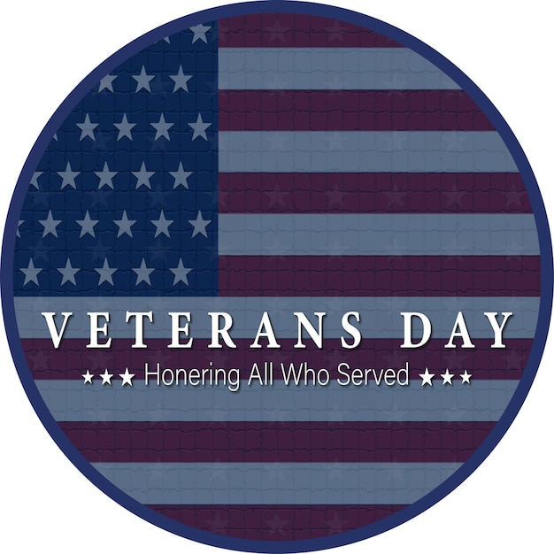 Наклейка концепции Дня ветеранов. Американский флаг на фоне мозаичной плитки. 11 ноября. в честь всех бел.