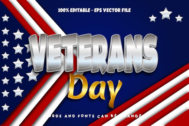 Veterans Day Editable Text Effect Emboss Modern Style