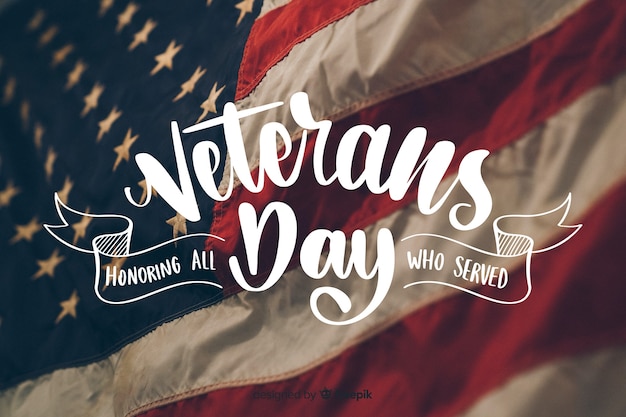 Veterans day lettering with photo