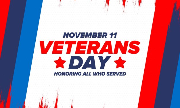 Veterans day in united states federal holiday honoring all who served american military vector