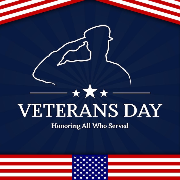 Vector veterans day with american flag modern design