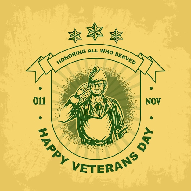 Veterans days illustrazione stile vintage