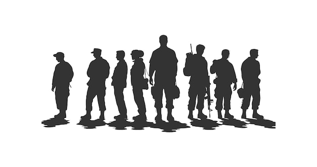 Veterani adatti per la silhouette del logo disegno di illustrazione vettoriale