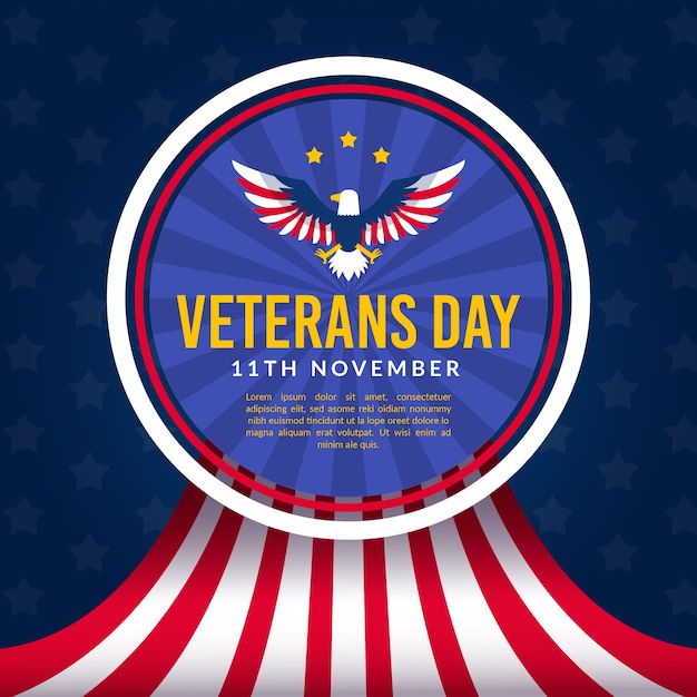 Veterans flat design with american flag