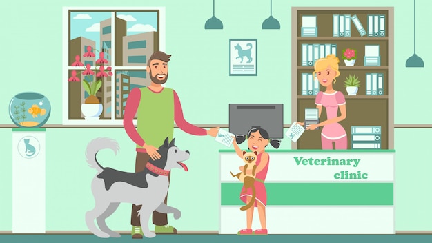 Veterinaire kantoor Flat Vector kleur illustratie