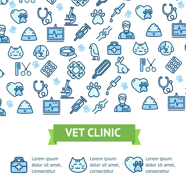 Veterinaire kliniek ondertekent banner horizontale vector