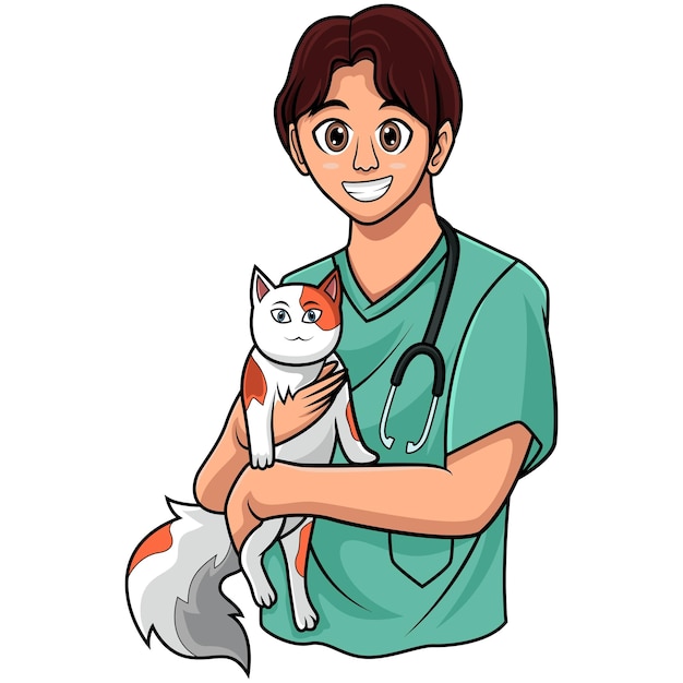 可愛い猫を抱いている医