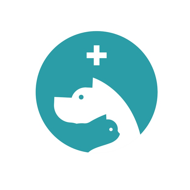 Veterinarian icon with cross pets and cross
