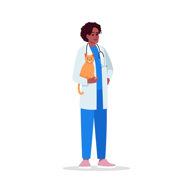 Vector veterinarian semi  rgb color  illustration