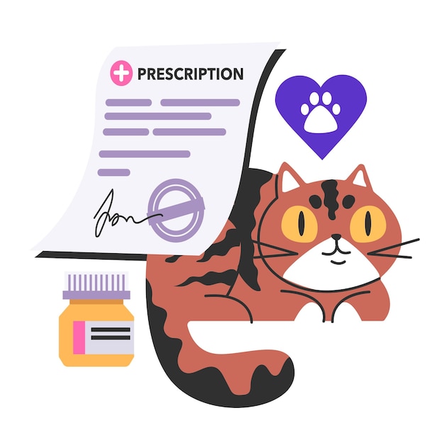 Vector veterinary appointment medical clinic form prescription cat health