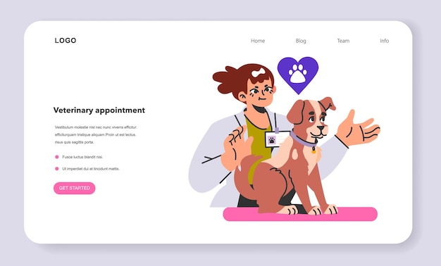 ベクトル 獣医師の予約 web バナーまたはランディング ページ