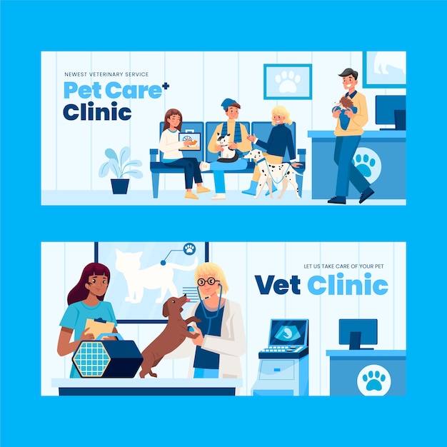 Vector veterinary cards  in flat design