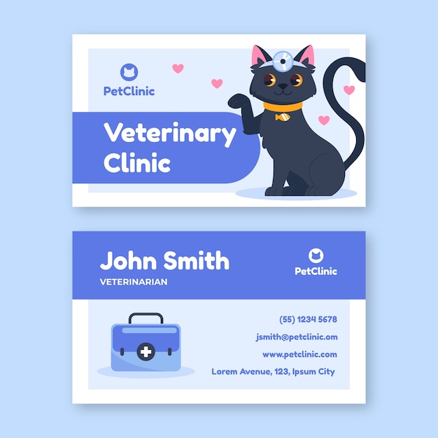 Veterinary clinic horizontal business card template