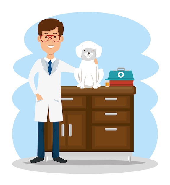 Medico veterinario con carattere mascotte