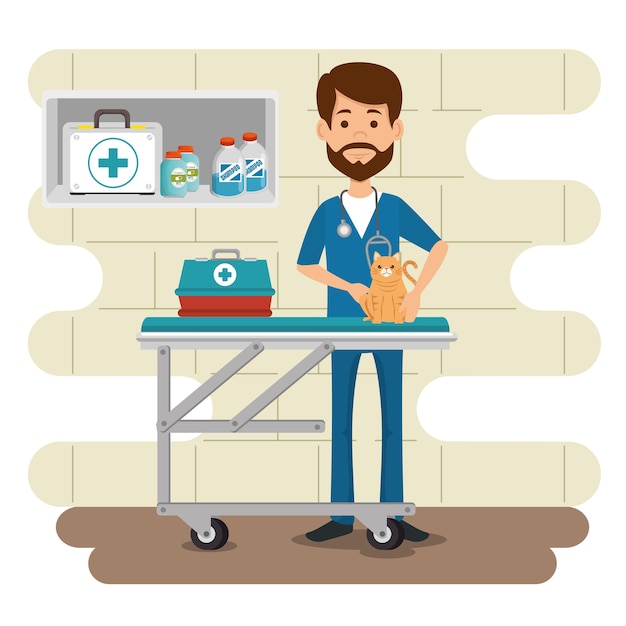 Veterinary doctor with mascot character