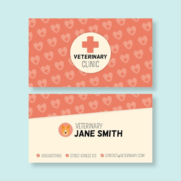 Vector veterinary double-sided business card