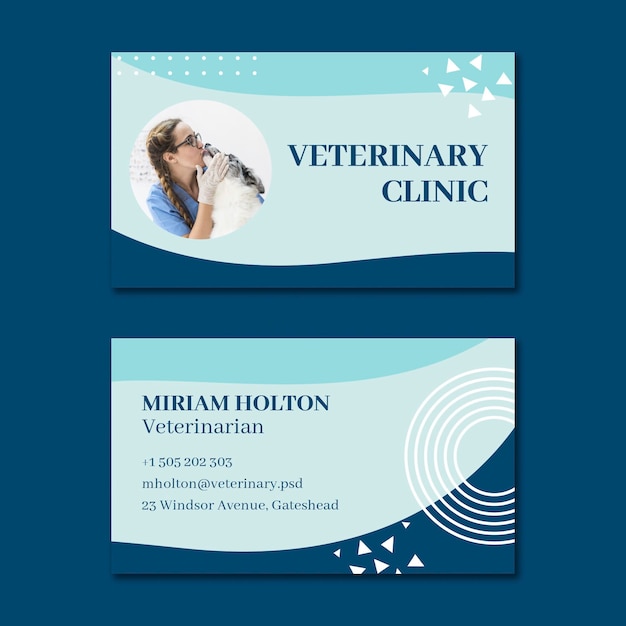 Vector veterinary double-sided businesscard horizontal template