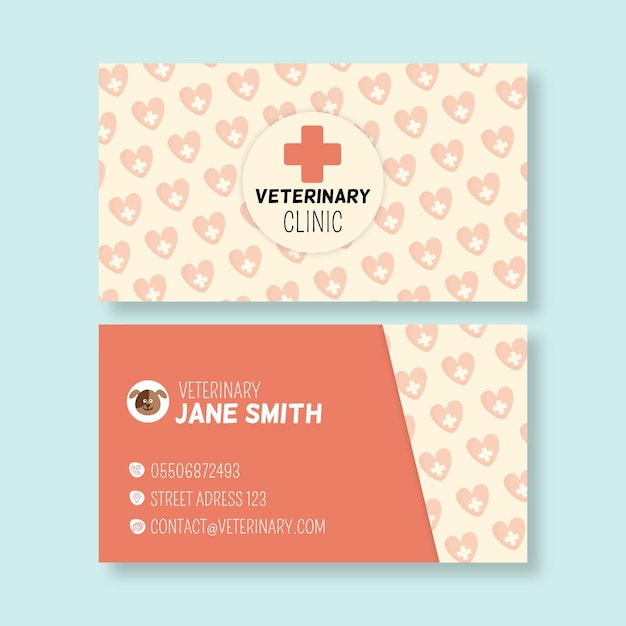 Vector veterinary horizontal business card