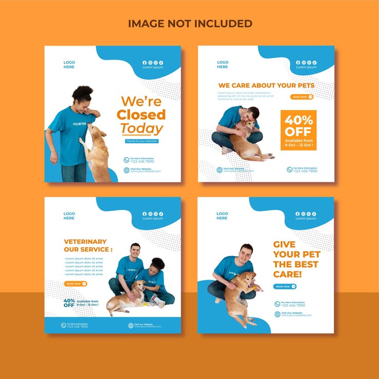 Premium Vector Veterinary social media template set collection