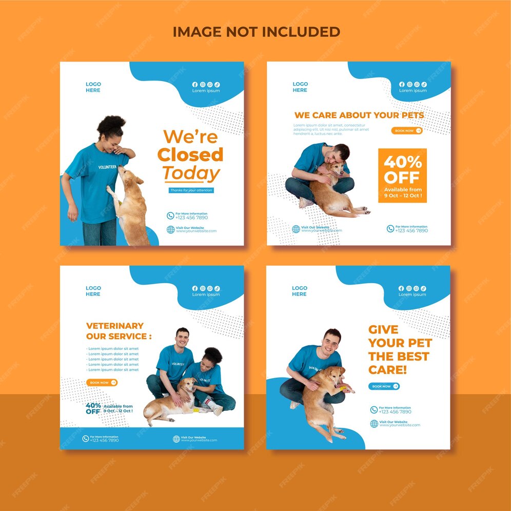 premium-vector-veterinary-social-media-template-set-collection