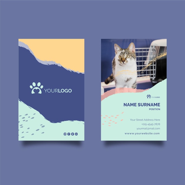 Vector veterinary vertical business card