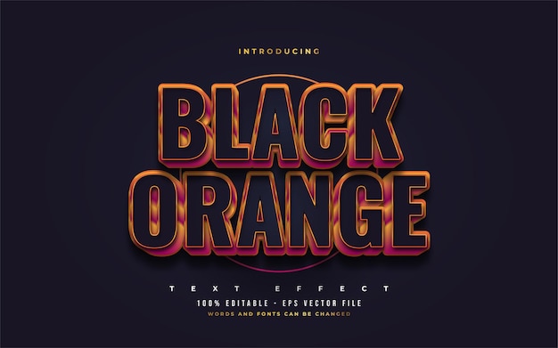 Vetgedrukte zwarte en oranje tekststijl met 3D-reliëfeffect. Bewerkbare tekststijleffecten