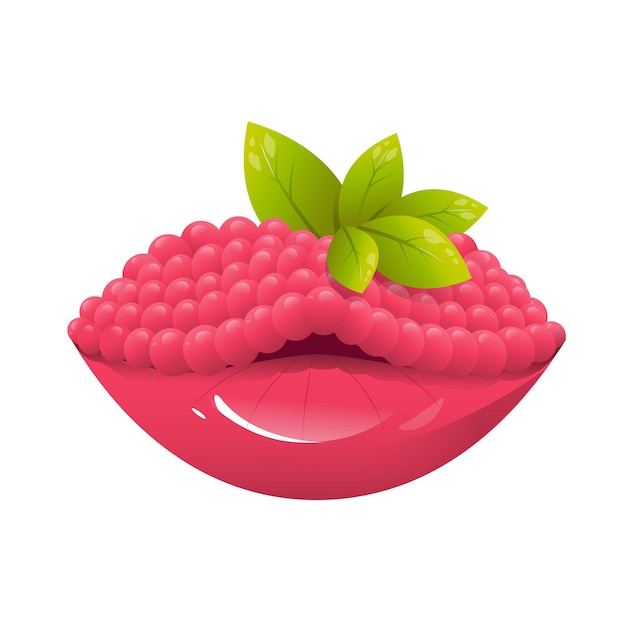 Vetor crimson lips summer abstraction juicy shades of lipstick bright makeup raspberry