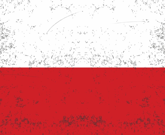 Vector vflag of poland vector with old vintage texture