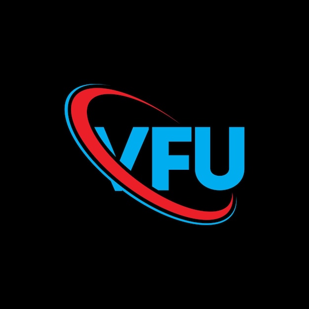 ベクトル vfuのロゴ vfu文字 vfu字母 ロゴデザイン vfuロゴは円と大文字のモノグラムで結びついている vfuテクノロジービジネスと不動産ブランドのタイポグラフィーです