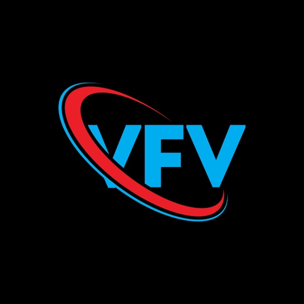 ベクトル vfv のロゴ vfv 文字 vfv文字 ロゴデザイン vfv ロゴは円と大文字のモノグラムで結びついている vfv テクノロジービジネスと不動産ブランドのタイポグラフィーです