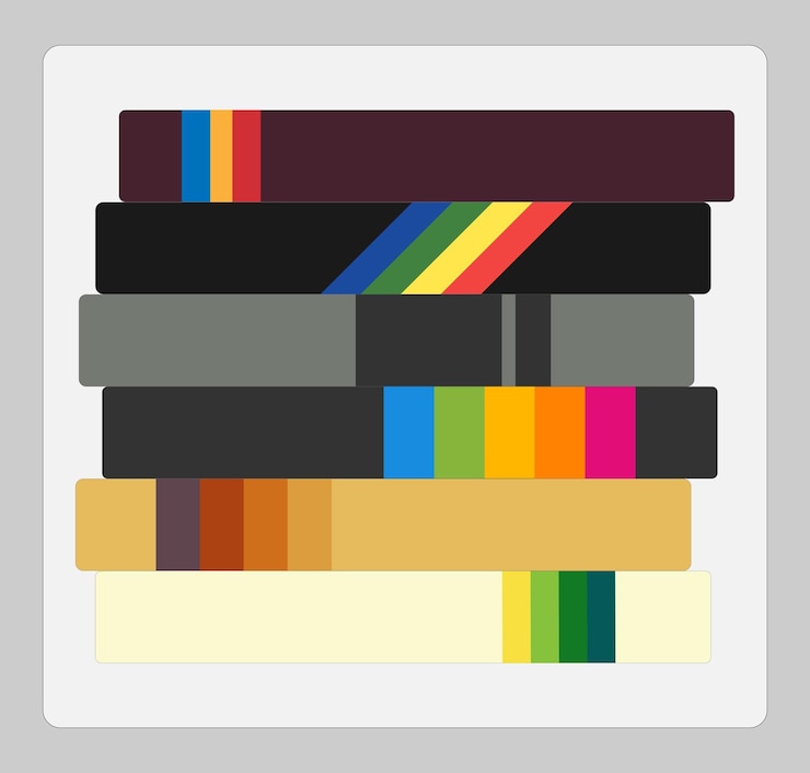 Vector vhs cassette covers sides blank cassette cover retro colors