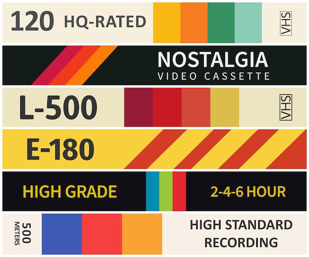 側面に積み重ねられた vhs カセット カバー