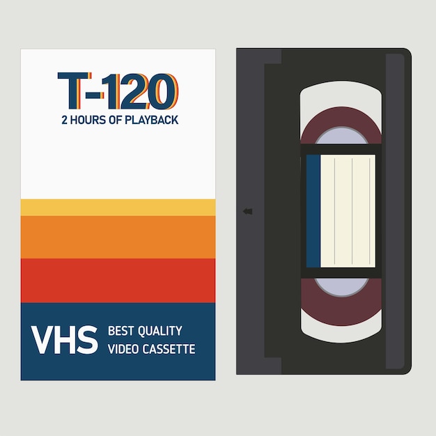 Vector vhs cassette with cover in retro style