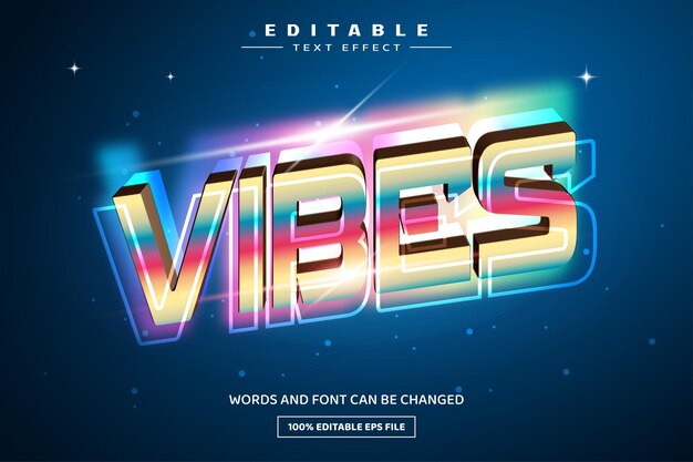 Vibes 3d 편집 가능한 텍스트 효과 템플릿