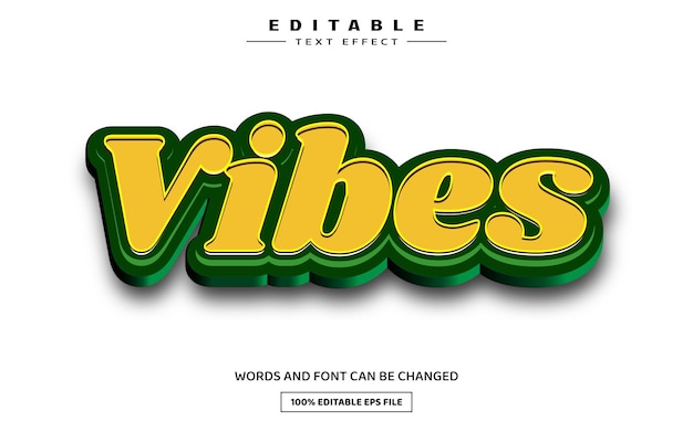 Vibes 3d 편집 가능한 텍스트 효과 템플릿