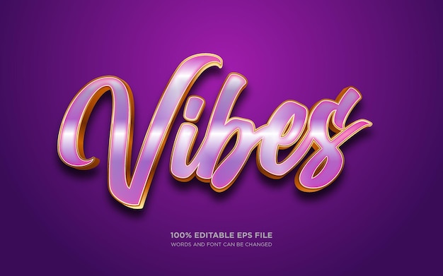 벡터 vibes 3d 편집 가능한 텍스트 스타일 효과