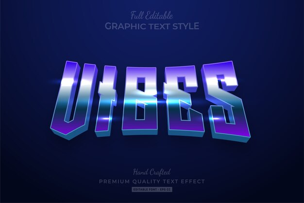 Vibes 80의 레트로 그라디언트 편집 가능한 프리미엄 텍스트 스타일 효과